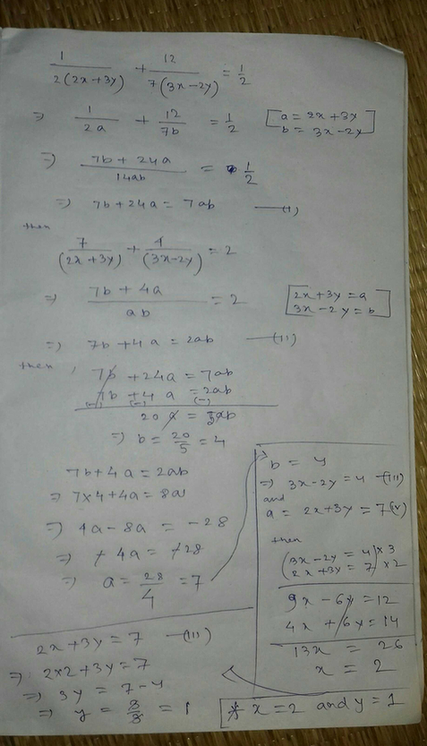 1 29 Solve For X And Y And Y 5 2 2x 3y 12 7 3x 2y 2x 3 Scholr