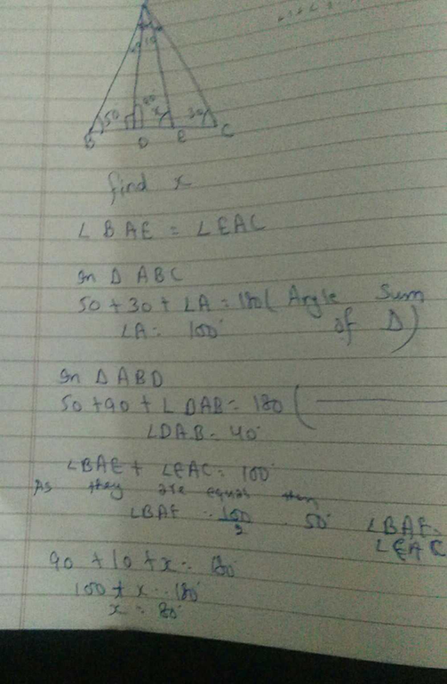 In The Given Figure Lind The Value Of X If Ae Is The Bisect Scholr