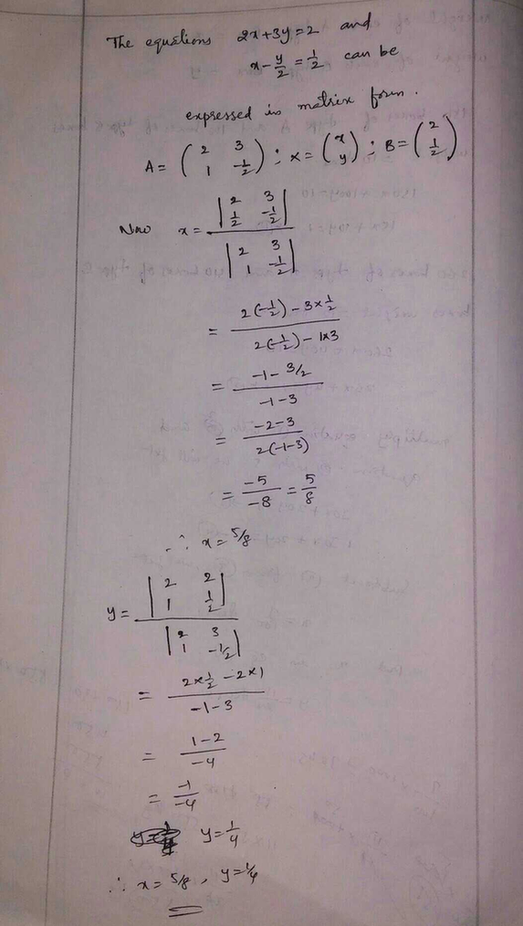 2x 3y 2 X Y 2 1 2 Using Cramer S Rule Scholr