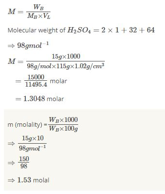 Q 6 Find The Molality And Molarity Of A 15 Solution Of H2s Scholr