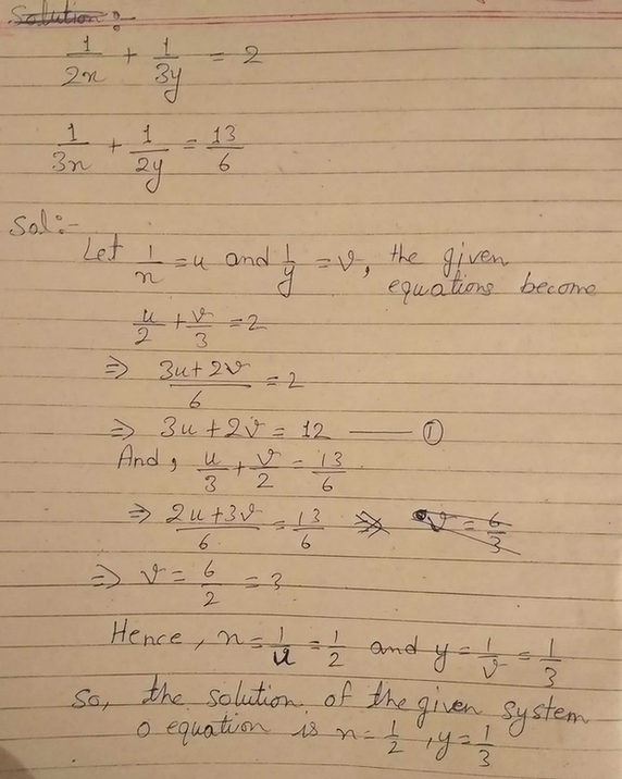 Exercise 3 5 1 Solve The Following Pairs Of Equations By Re Scholr