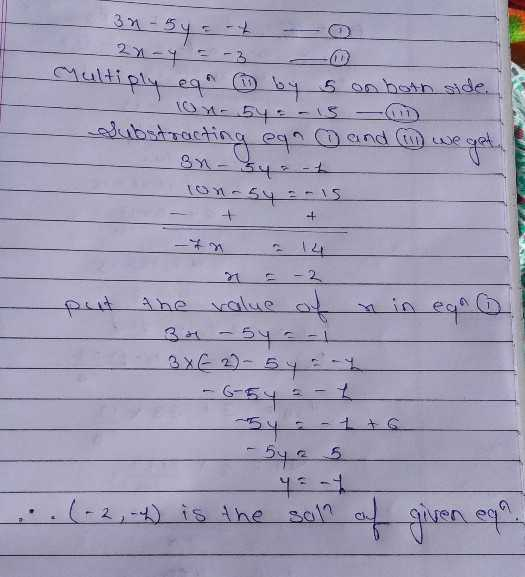 Solve By Substitution Method 3x 5y 1 And 2x Y 3 Scholr