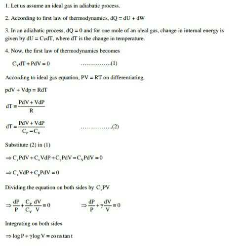 Obtain The Relation A P V B V T C P T During Adiaba Scholr