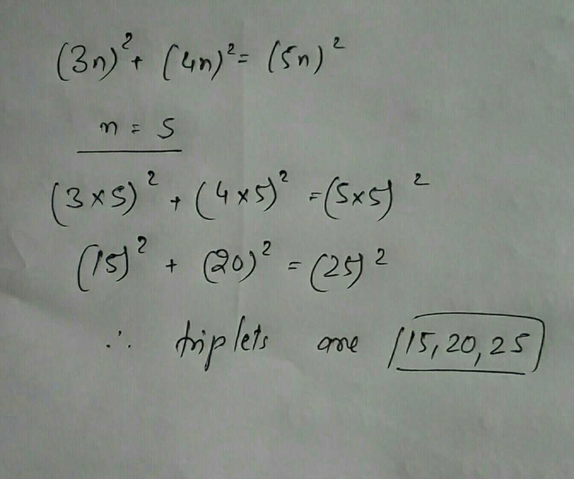 Find A Pythagorean Triplet Corresponding To N 5 Scholr