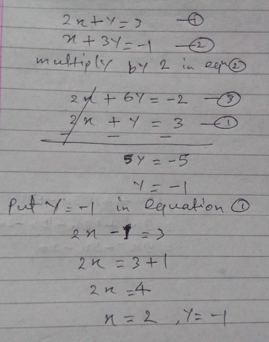 7 Solve 2x Y 3 And X 3y 1 F Scholr