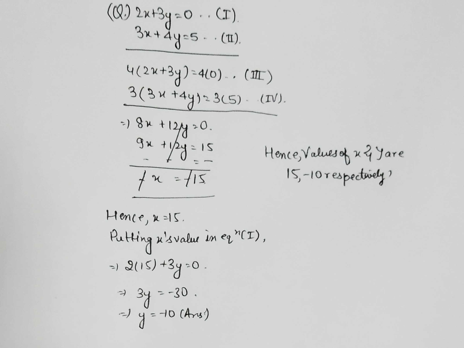 2x 3y 0 And 3x 4y 5 By Elimination Method Scholr