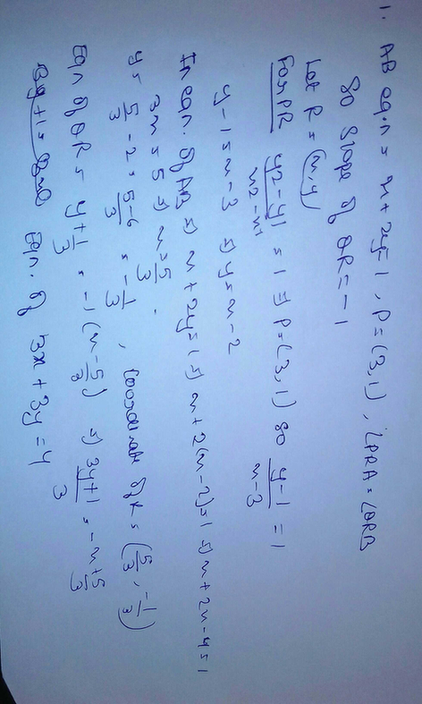 A In The Figure The Equation Of Ab Is X 2y 1 P A S 3 Scholr