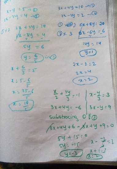 1 Solve The Following Pair Of Linear Equations By The Elimi Scholr