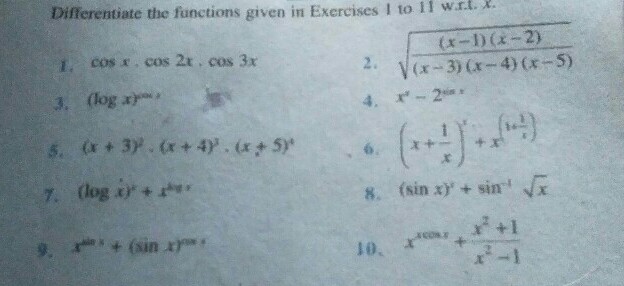 Differentiate The Functions Given In Exercises I To 11 Wr L Scholr