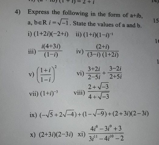 2 2 1 4 Express The Following In The Form Of A Ib Scholr