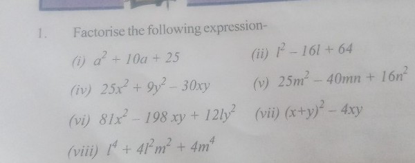 Factorise The Following Expression 1 2 10a 25 Ii Scholr