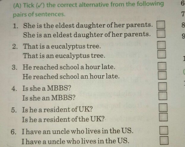 A Tick The Correct Alternative From The Following Pairs Scholr