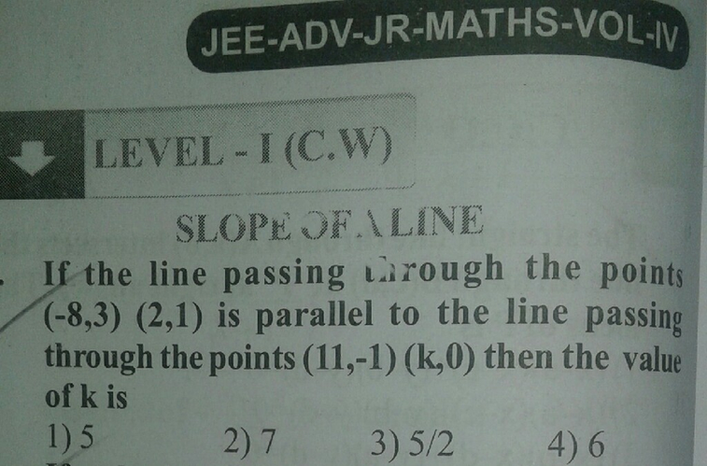 Jee Adv Jr Maths Vol Jv W Level I C W Slope Of Line If Th Scholr