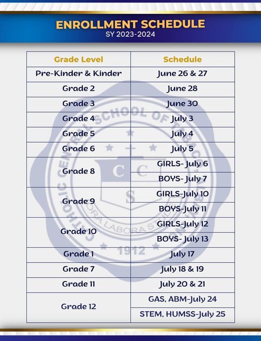 ENROLLMENT SCHEDULE