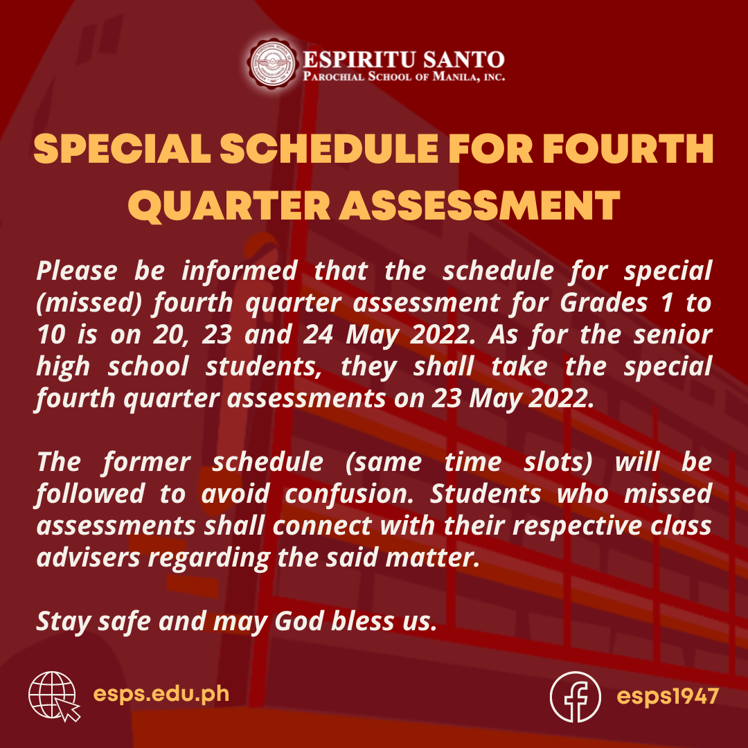Schedule for Special Fourth Quarter Assessment