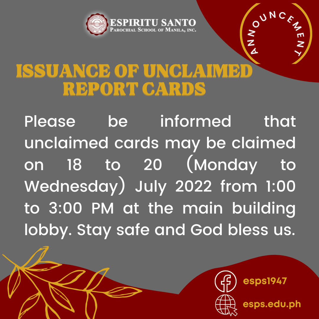 Issuance of unclaimed Report cards!