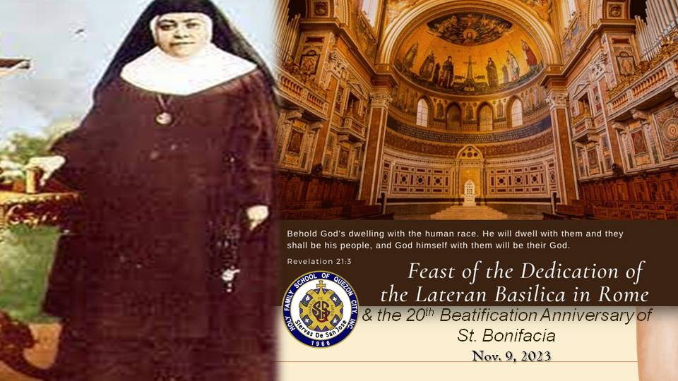 Eucharistic celebration on the occasion of the Dedication of the Lateran Basilica in Rome and the 18th Beatification Anniversary of St. Bonifacia.