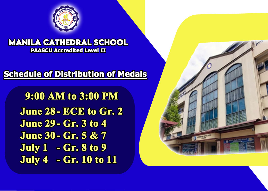 Schedule of Distribution of Medals 9:00 AM to 3:00 PM 