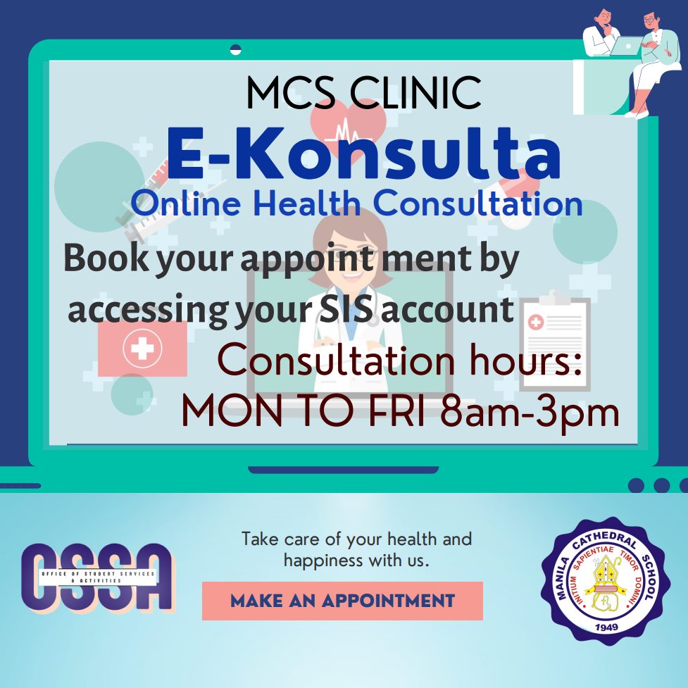 MCS Clinic - E-Konsulta! Book your appointment thru this link: https://mcserp.orangeapps.ph/clinic and our MCS medical clinic is ready to serve you! #proudMCSians