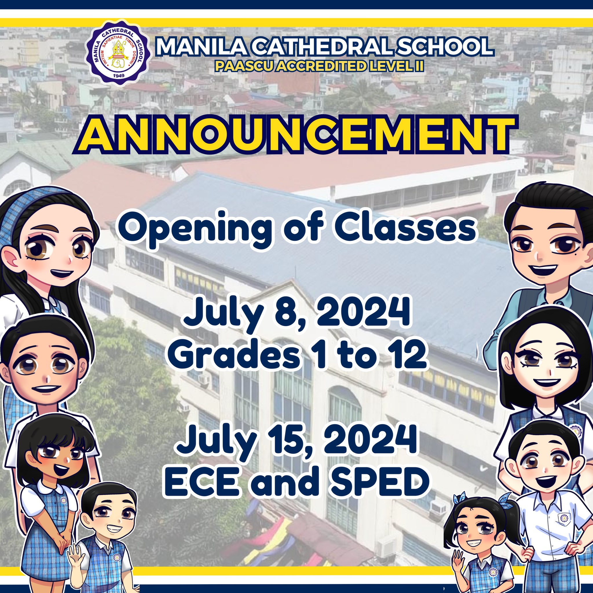 Mark your calendars, MCSians!  July 8, 2024 is the date to remember as we open our doors to a new academic year filled with exciting adventures and enriching experiences!  #MCSOpeningofClasses2024