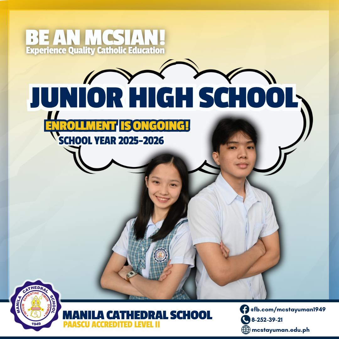 Future-Ready MCSIans Start Here! Enrollment is ongoing for Junior High School Department for School Year 2025-2026. Click the link for online admission- https://mcssis.orangeapps.ph/mcs/admission B
