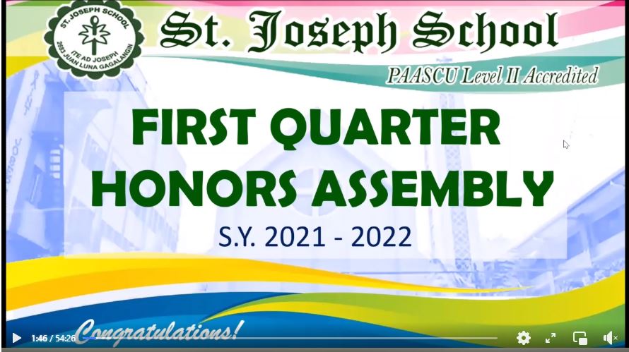 SY 2021-2022 | First Quarter's Honors Assembly