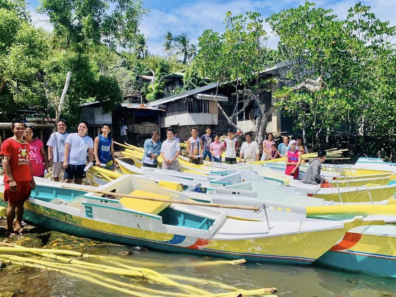 The St. Paul University Dumaguete Campus has turned over 11 fishing boats to 11 fishermen affected by typhoon Odette at Brgy. Sanlagan, Okiot, Bais City, Negros Oriental.