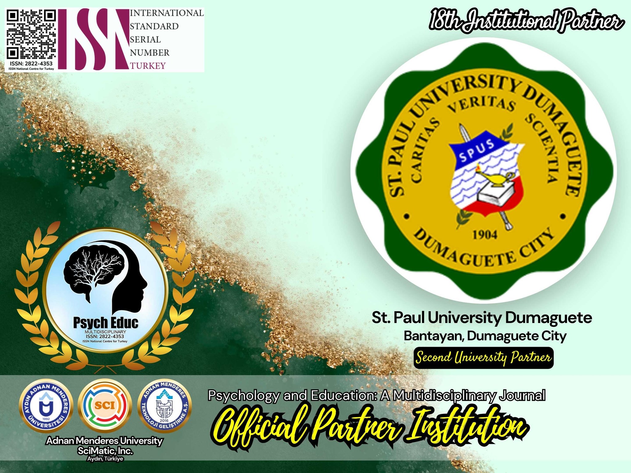 Psychology and Education: A Multidisciplinary Journal (ISSN National Centre for Turkey, ISSN 2822-4353) and St. Paul University Dumaguete are now officially partner in promoting culture of research.