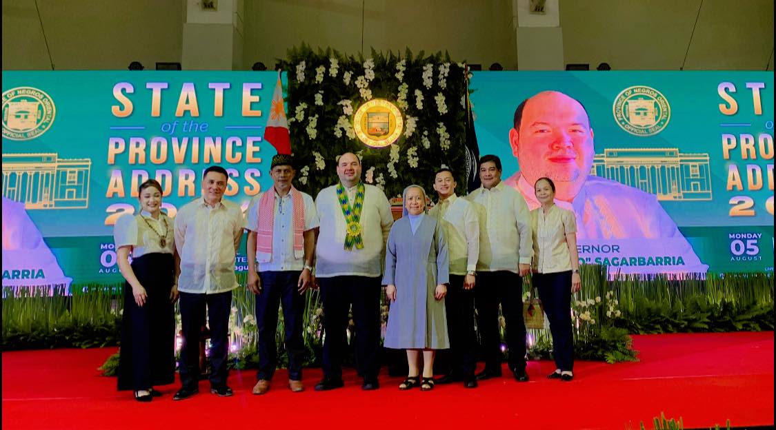 Sr. Mila Grace Silab, SPC, and Mr. Erven Noay from St. Paul University Dumaguete joined Gov. Manuel 'Chaco' Sagarbarria at the SOPA held at the Negros Oriental Convention Center.