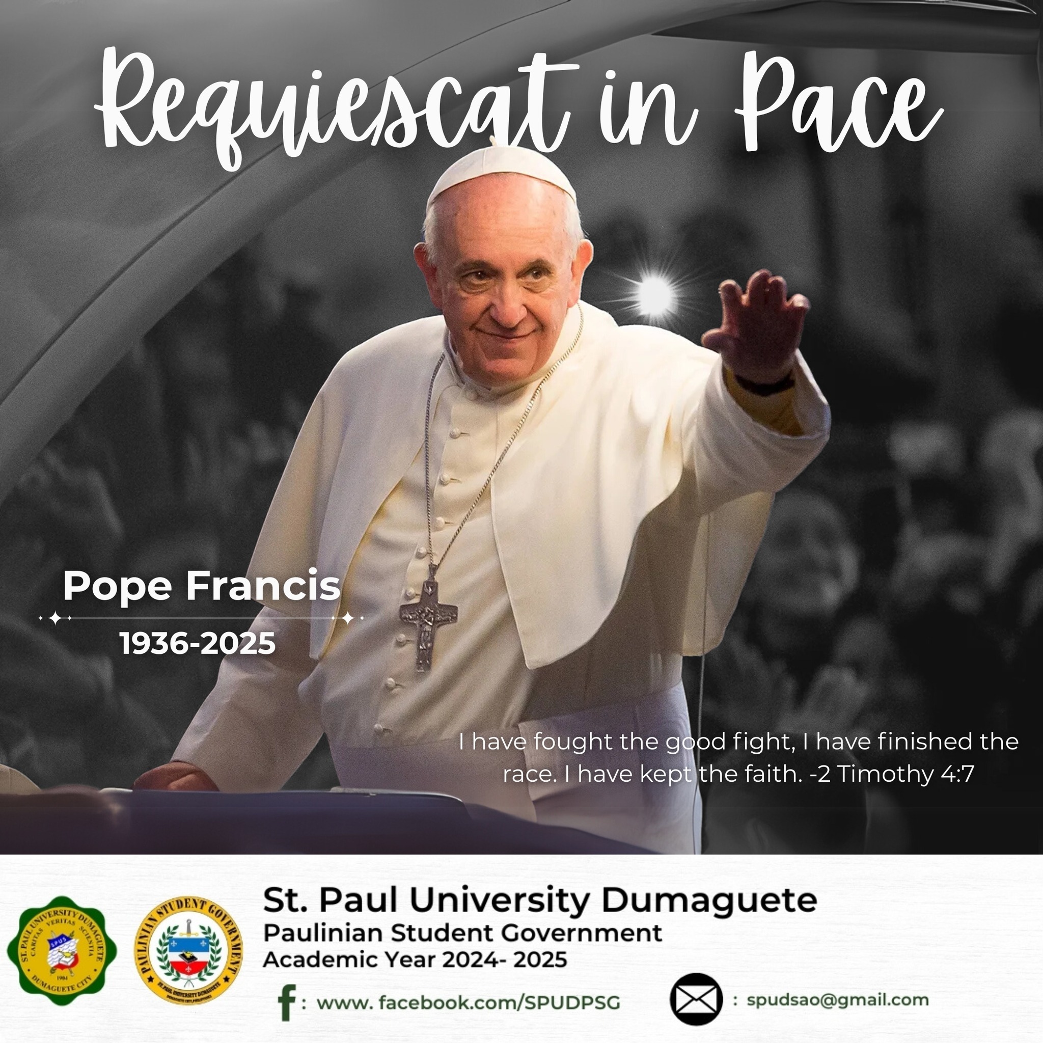 With heavy hearts, we mourn the passing of Pope Francis — a guiding light of faith, compassion, and humility whose legacy will forever inspire the world.