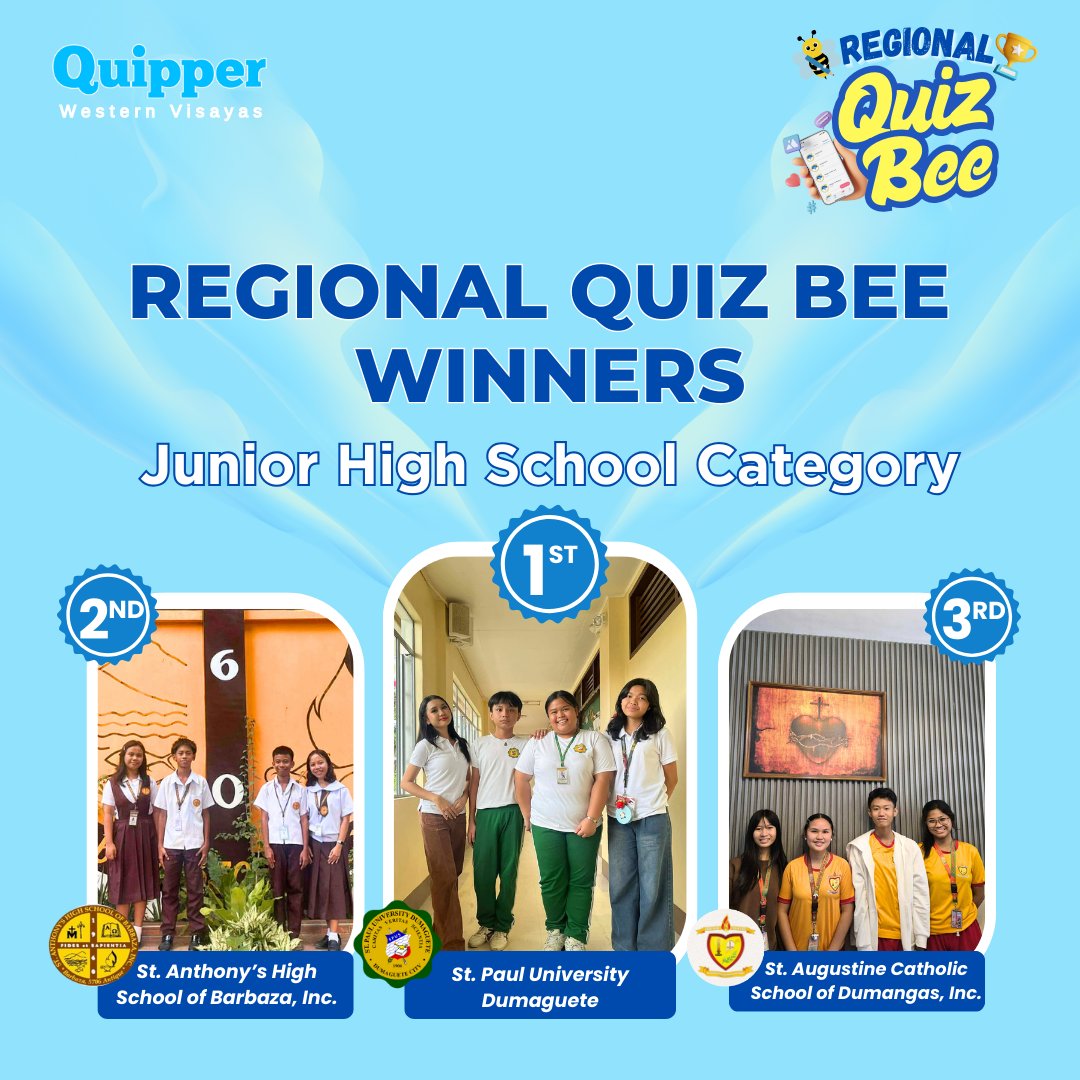 Congratulations to our Regional Quiz Bee Winners –  Junior High School Category