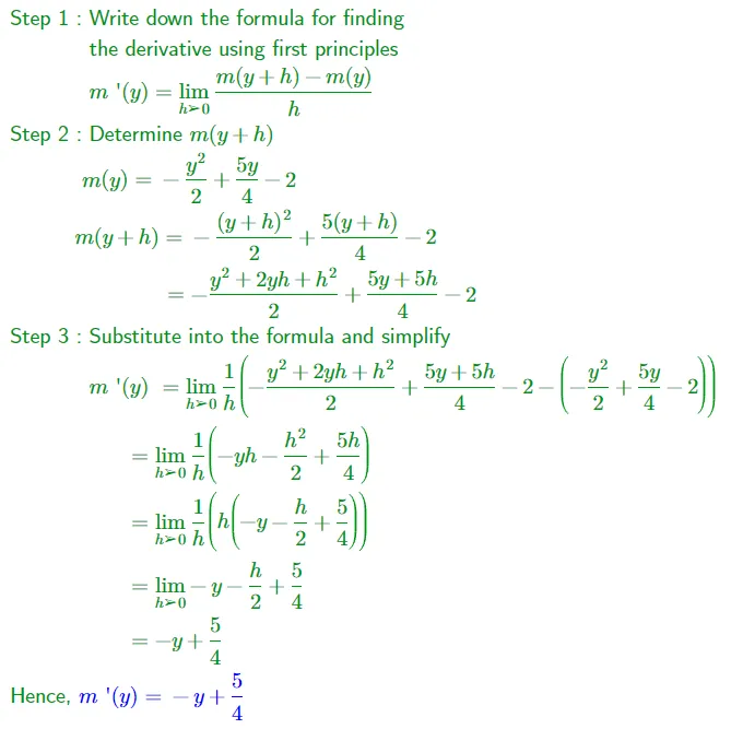 Differentiation from First Principles Formula, Derivation