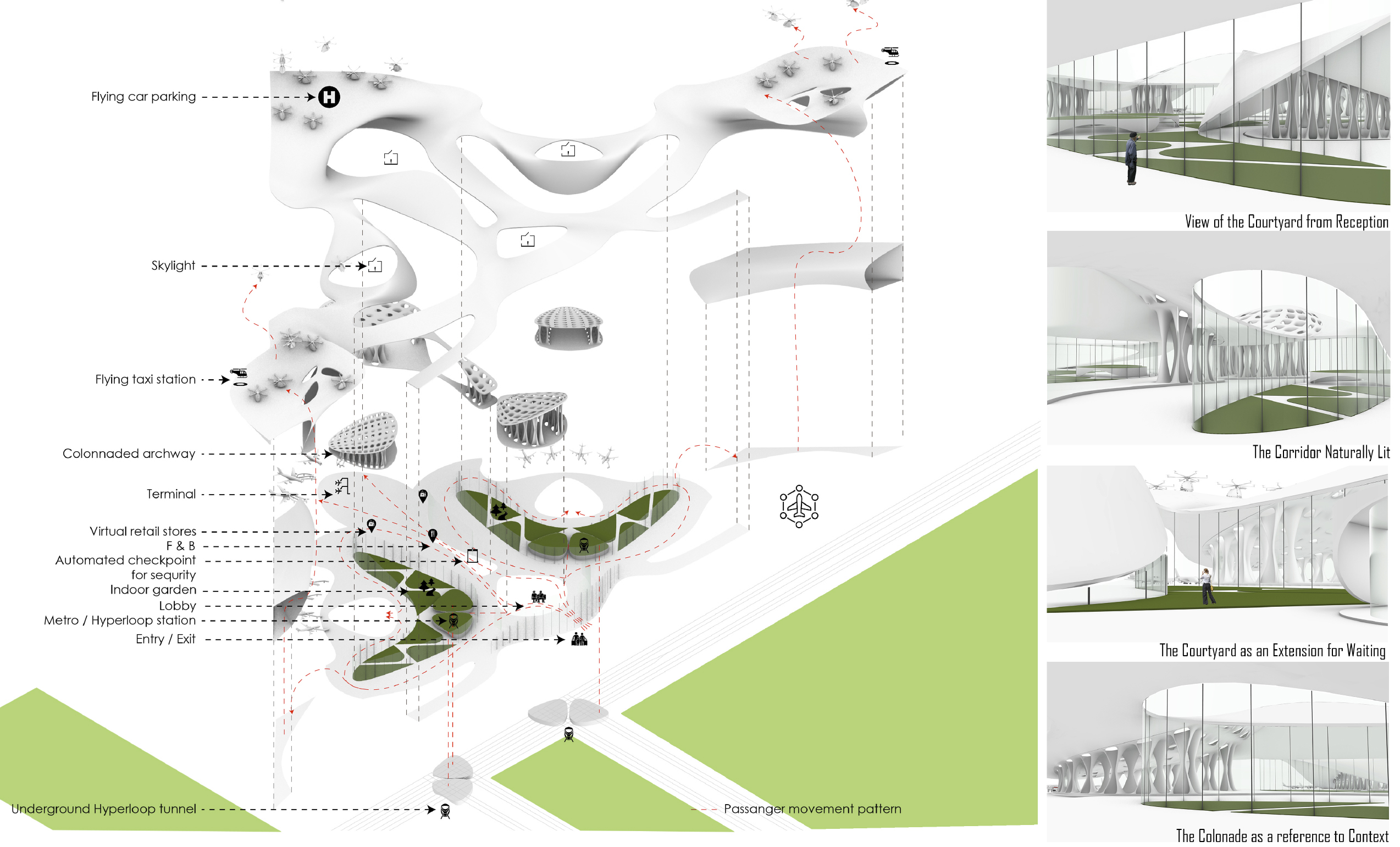 axonometric drawing architecture render