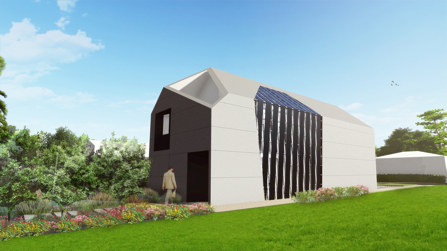 rendering of contemporary cast concrete home