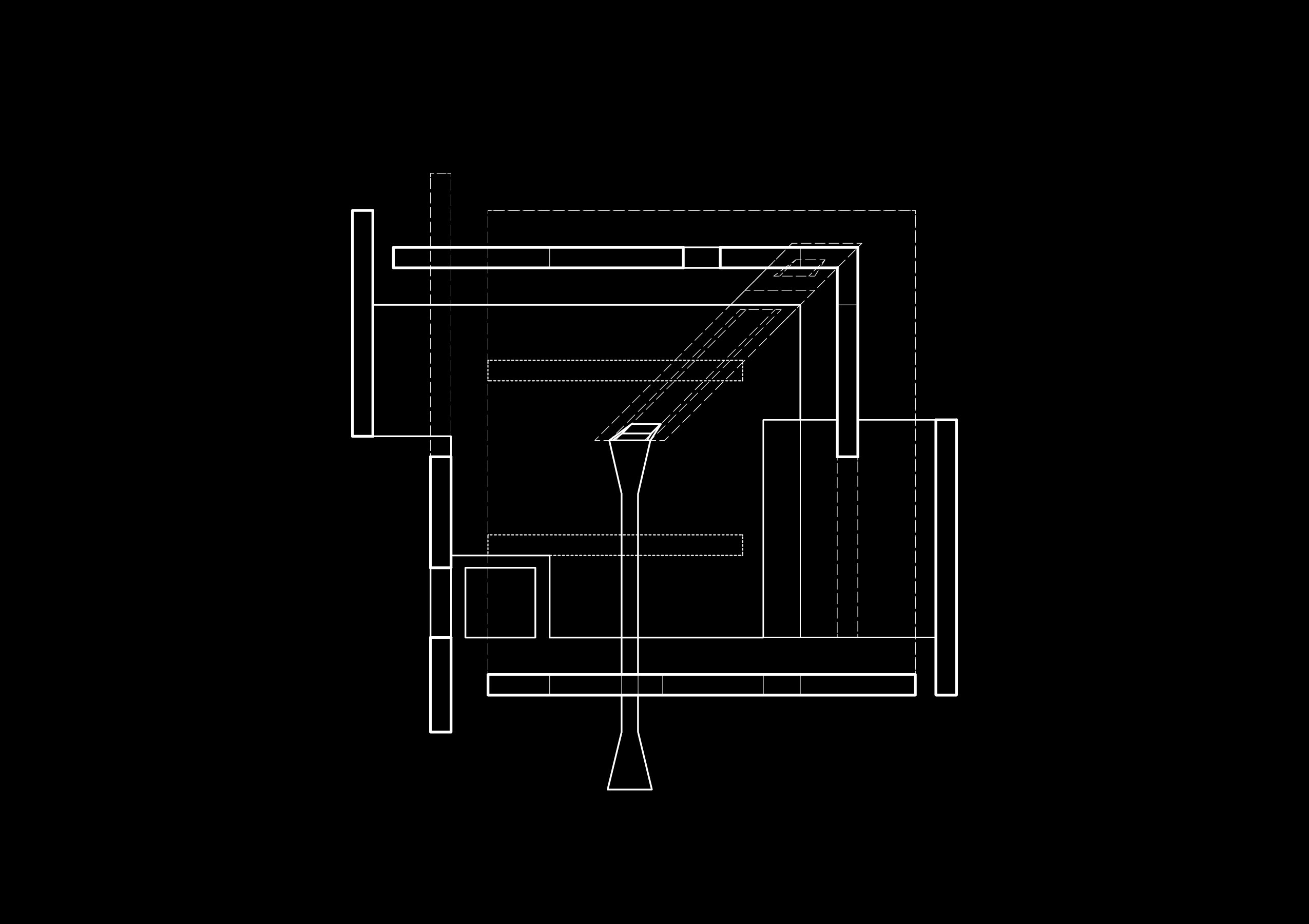 Jose Oubrerie white lines on black background diagram