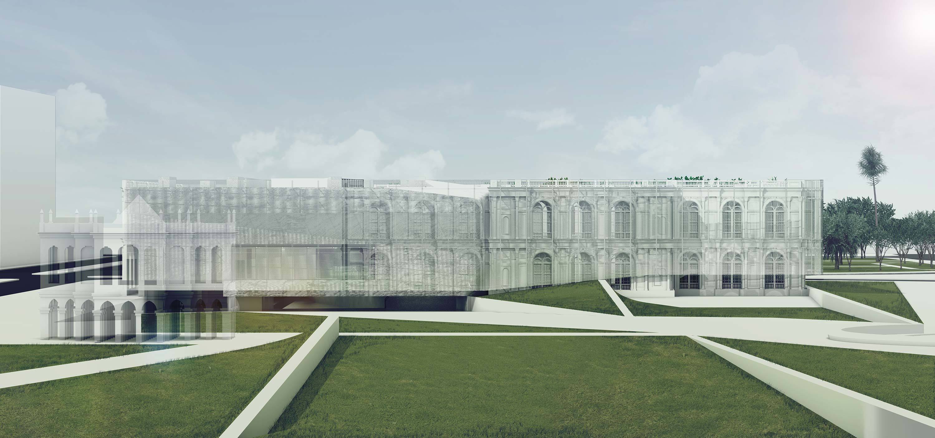 multiple classical building renderings saturated compilation digital site
