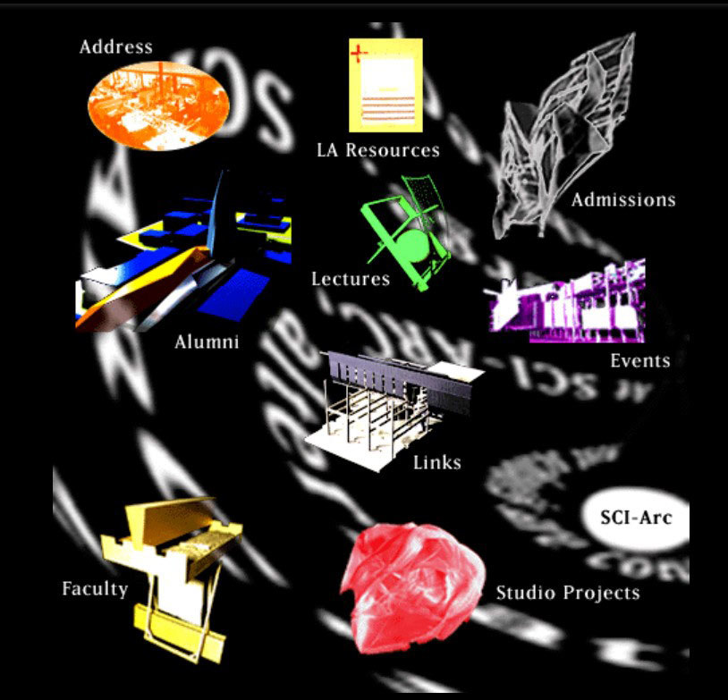 First sciarc edu website from 1997 Image from Wayback Machine web