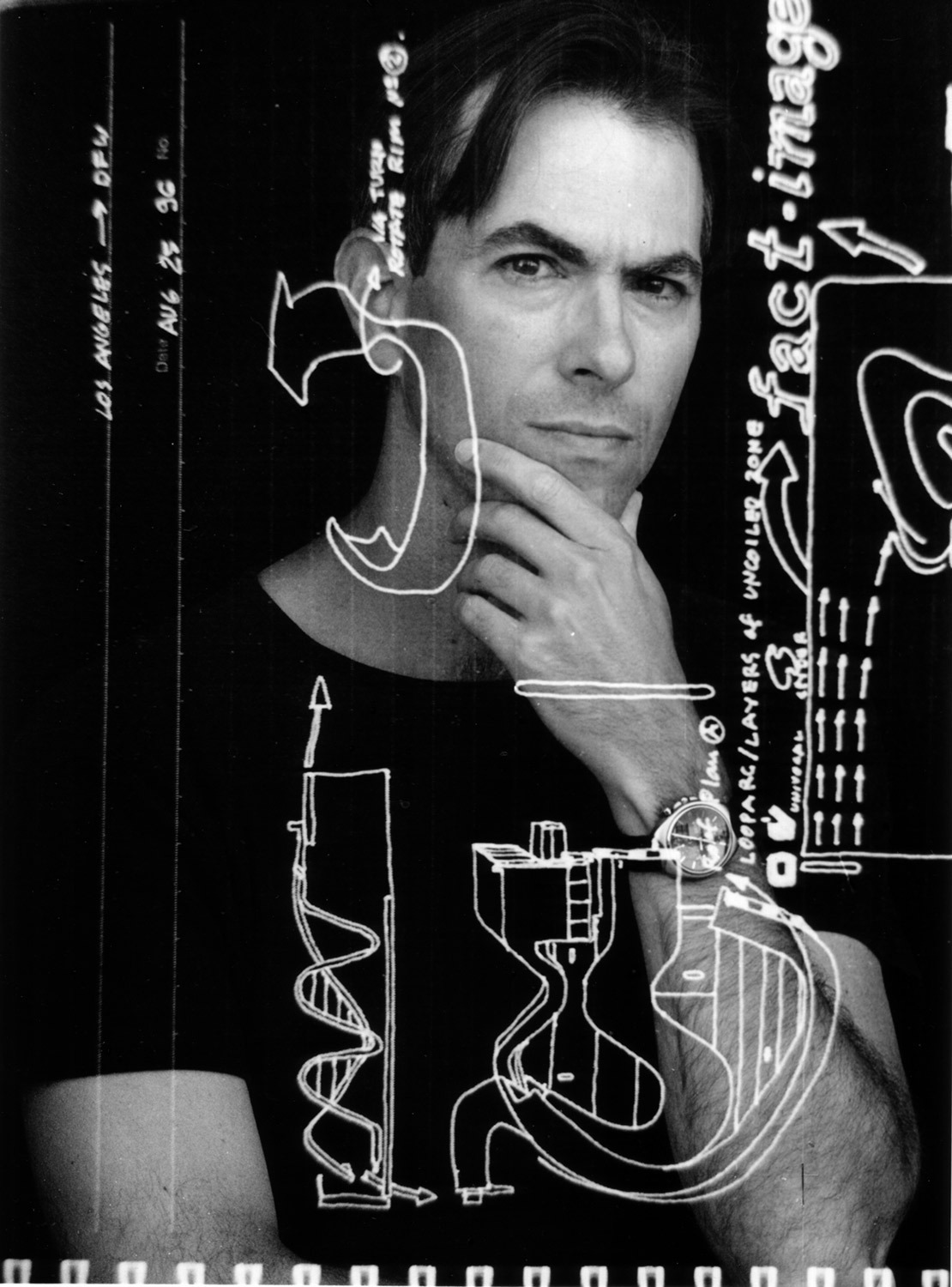 1998 Neil Denari by Lane Barden portrait with sketches sciarc