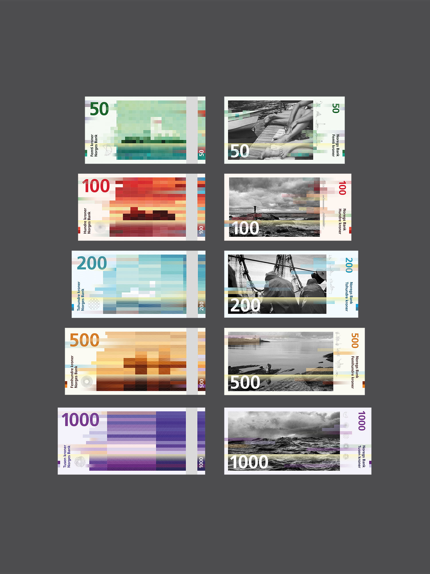 renders of currency of varying size and bill amount