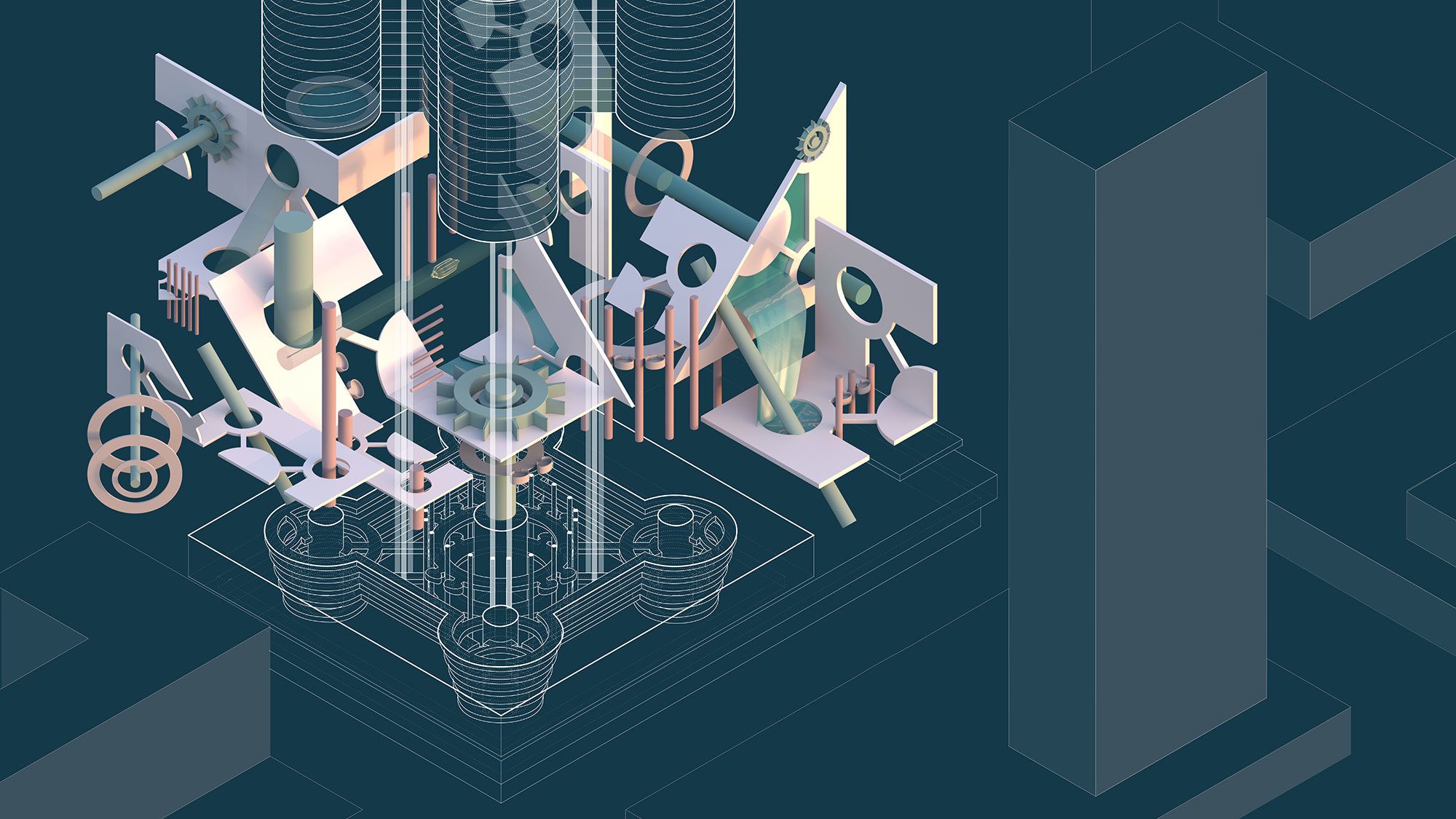 3D illustration for mechanical parts in building