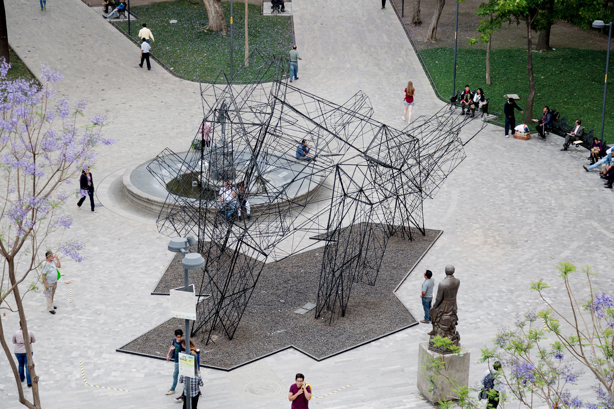 Pavilion made of black steel bars