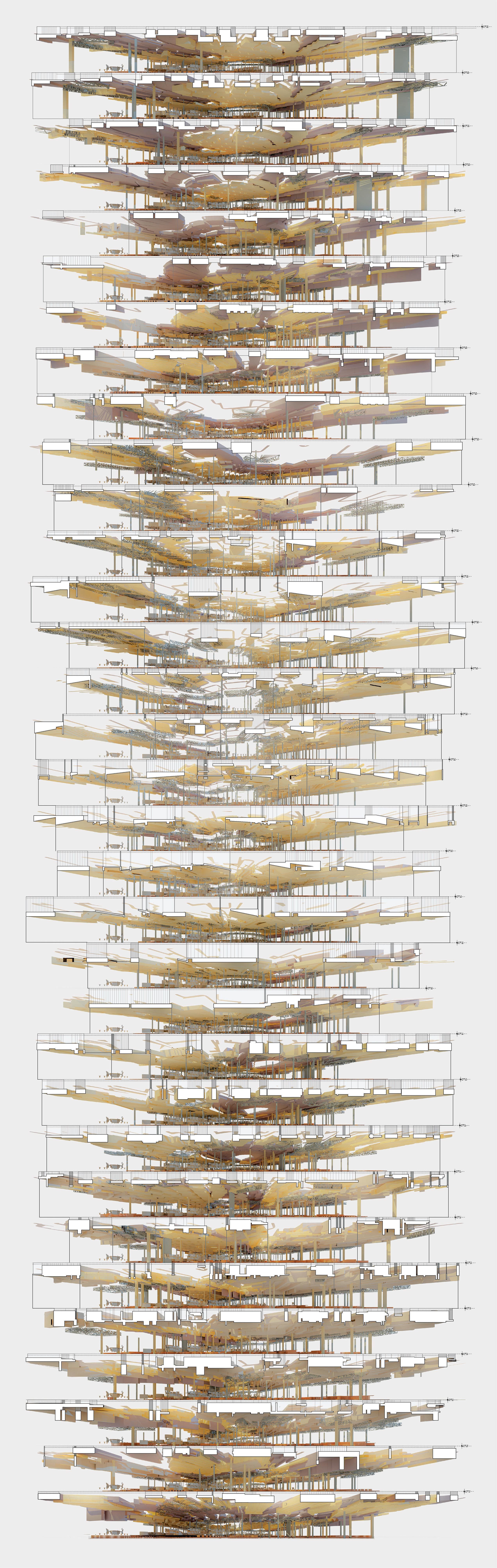 rendering drawing of 2022 undergraduate student thesis architectural model concept sci-arc