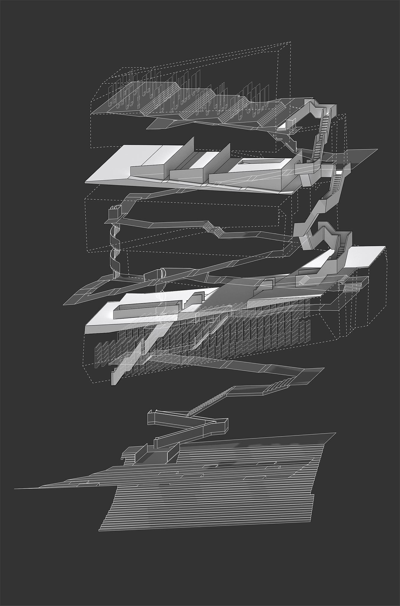 rendering drawing of 2022 undergraduate student thesis architectural model concept sci-arc