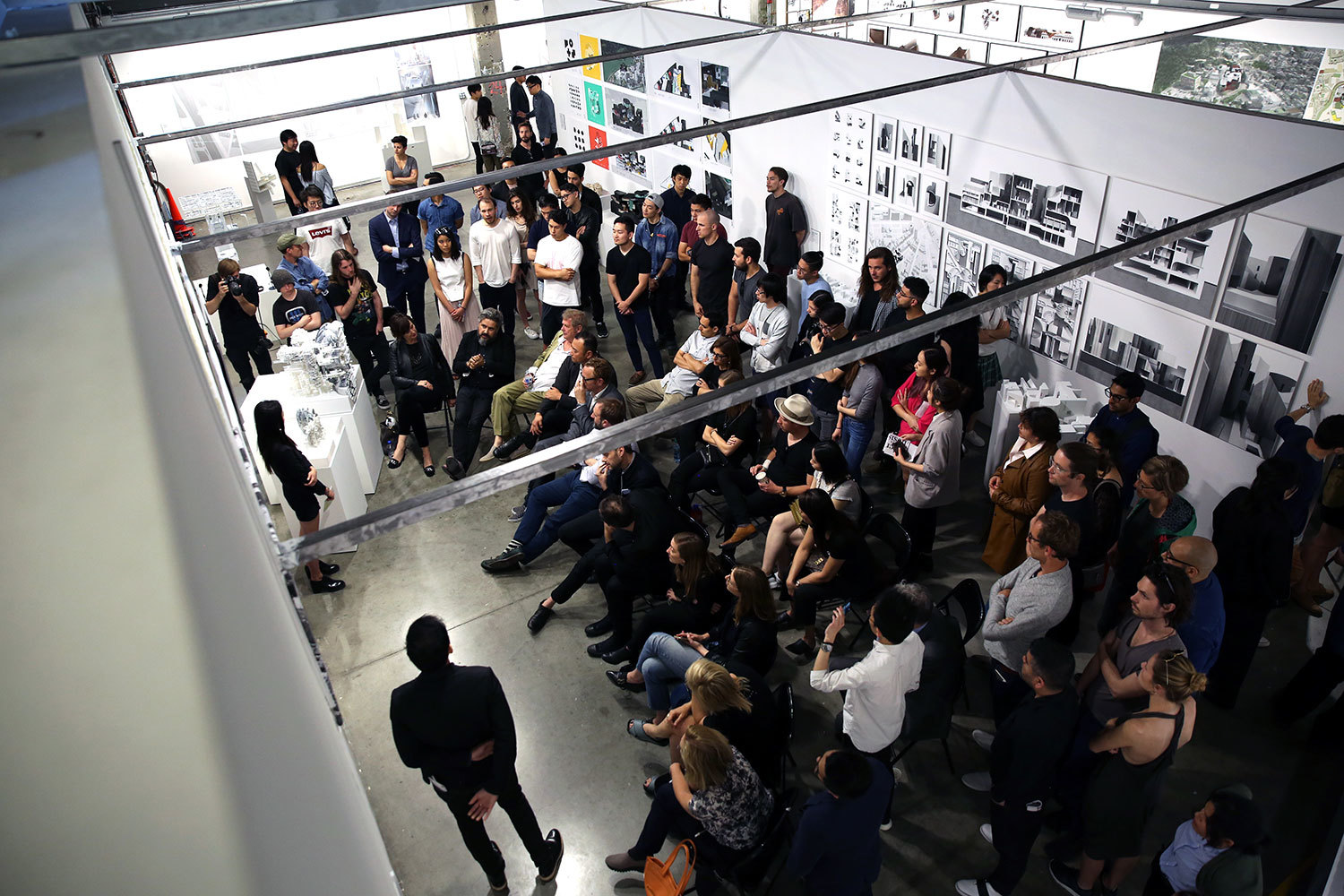 SCI-Arc students presenting a project in front of architecture enthusiasts