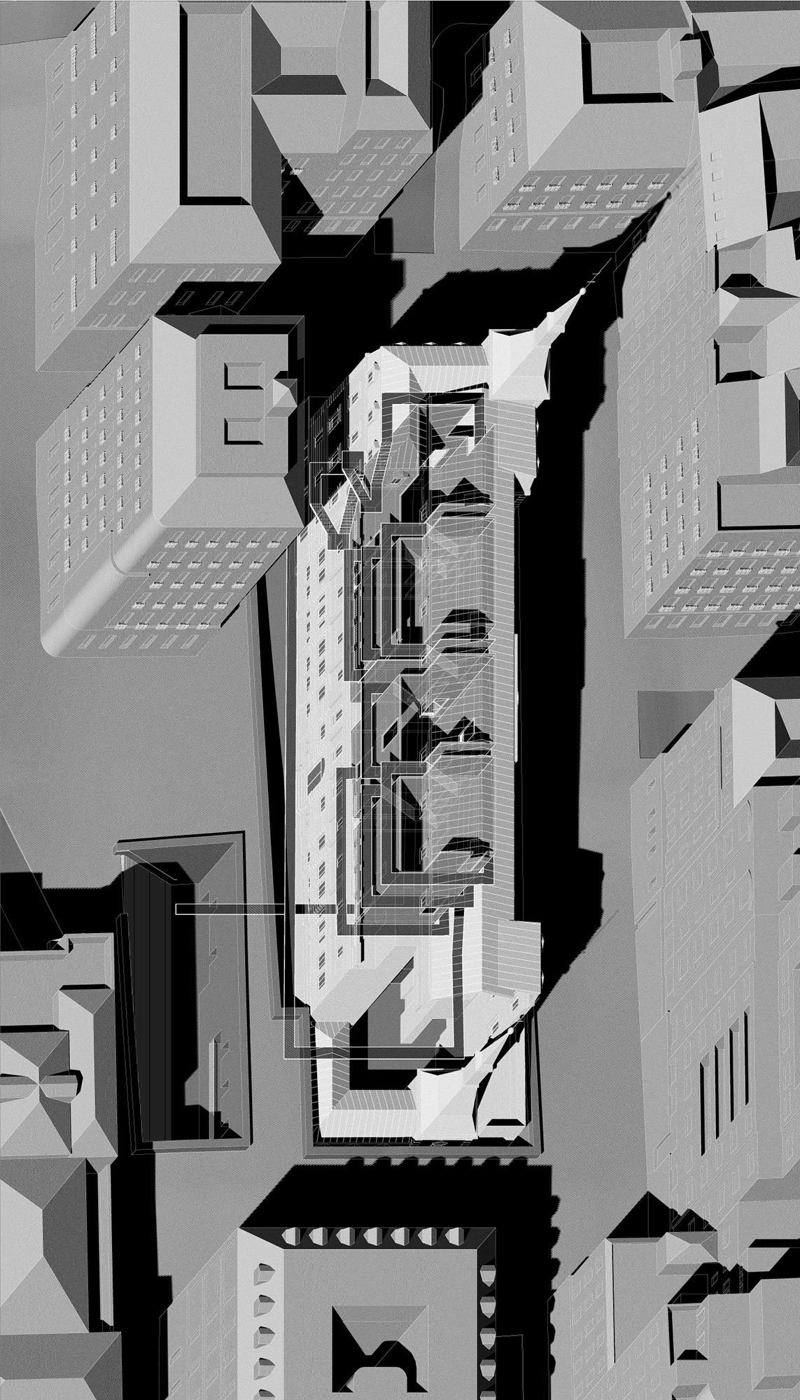 rendering drawing of 2022 undergraduate student thesis architectural model concept sci-arc