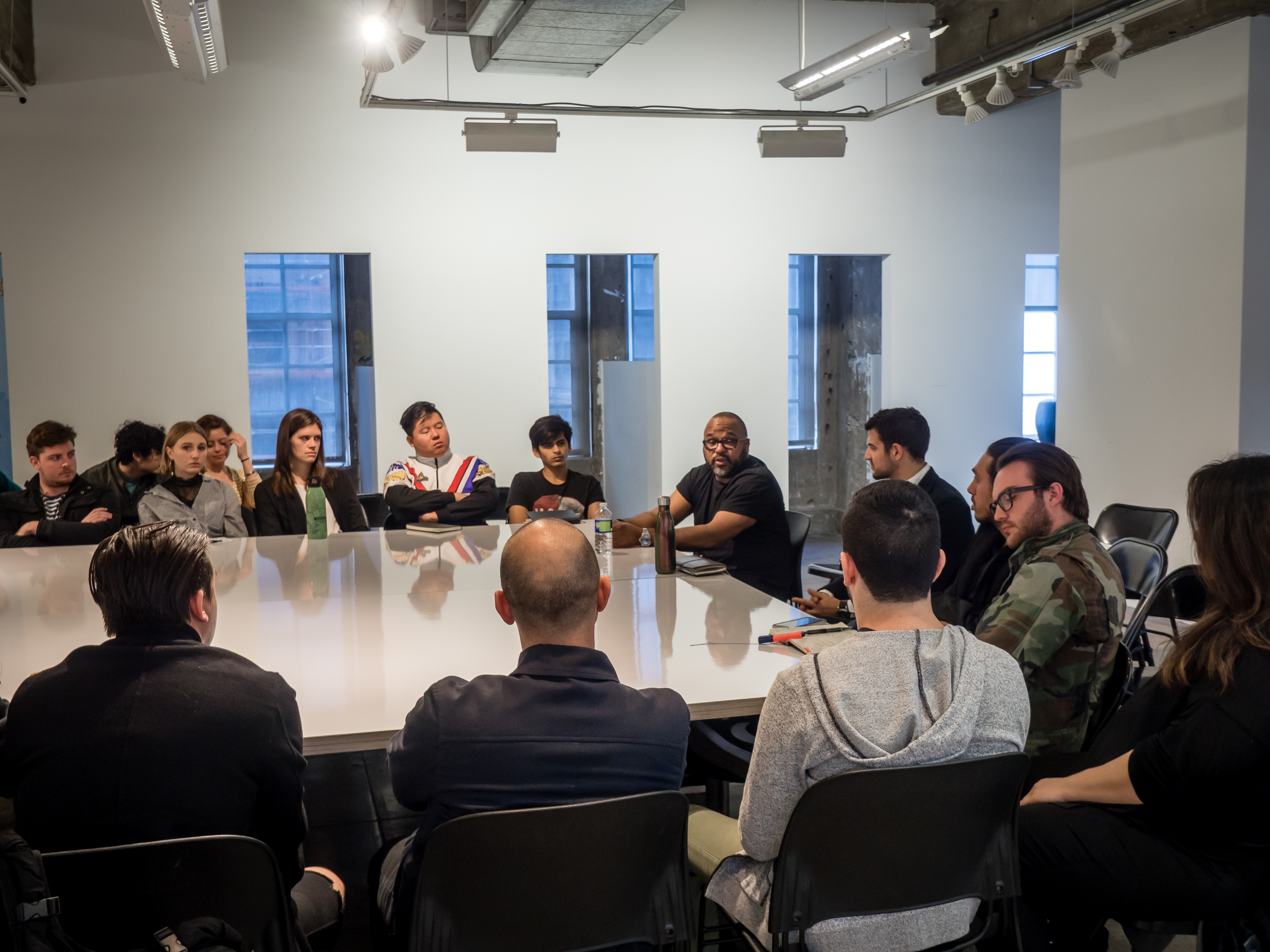 Bryon Merritt discussing with SCI-Arc faculties and Students