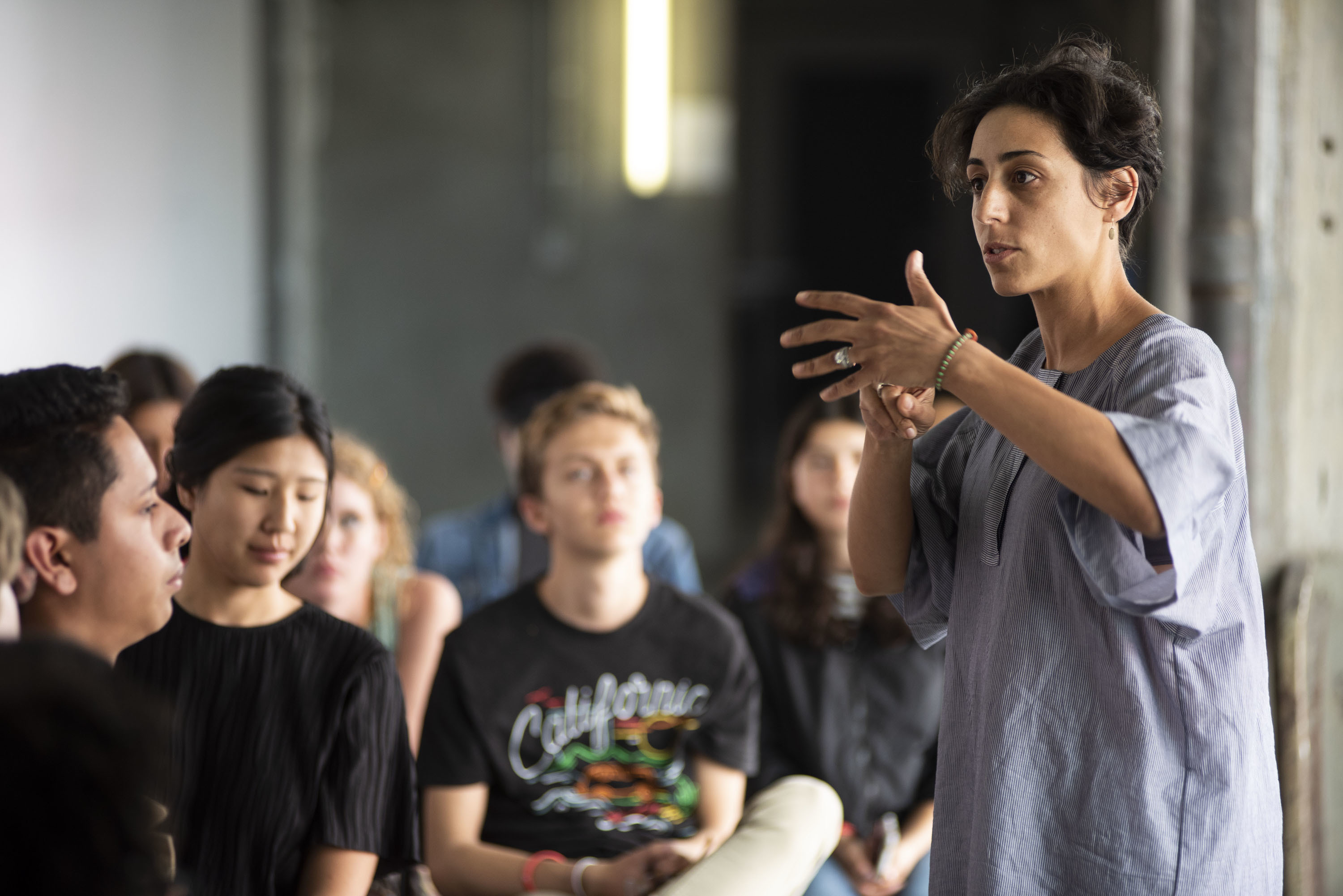 SCI-Arc faculty addressing all the participants