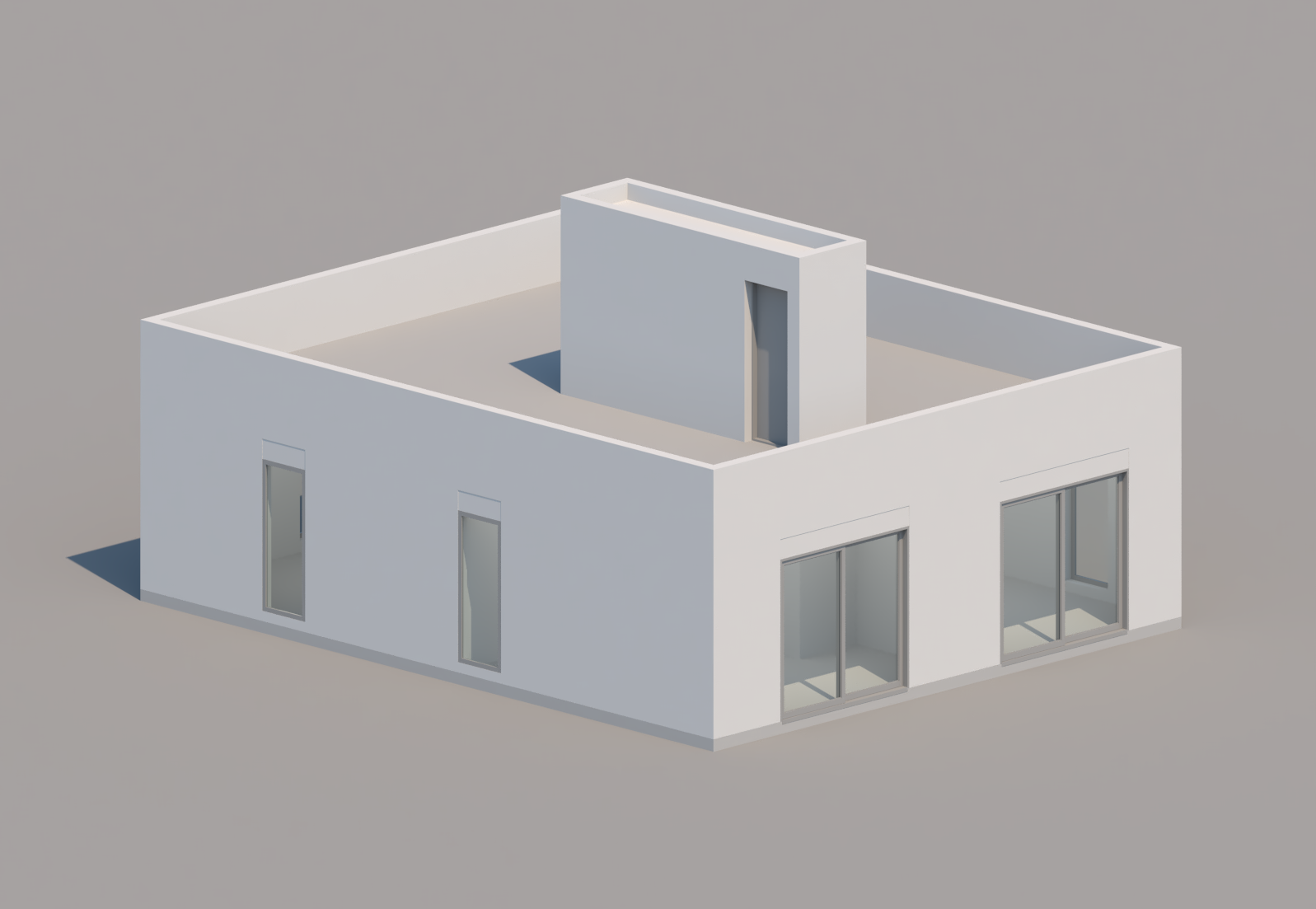 white building render grey background