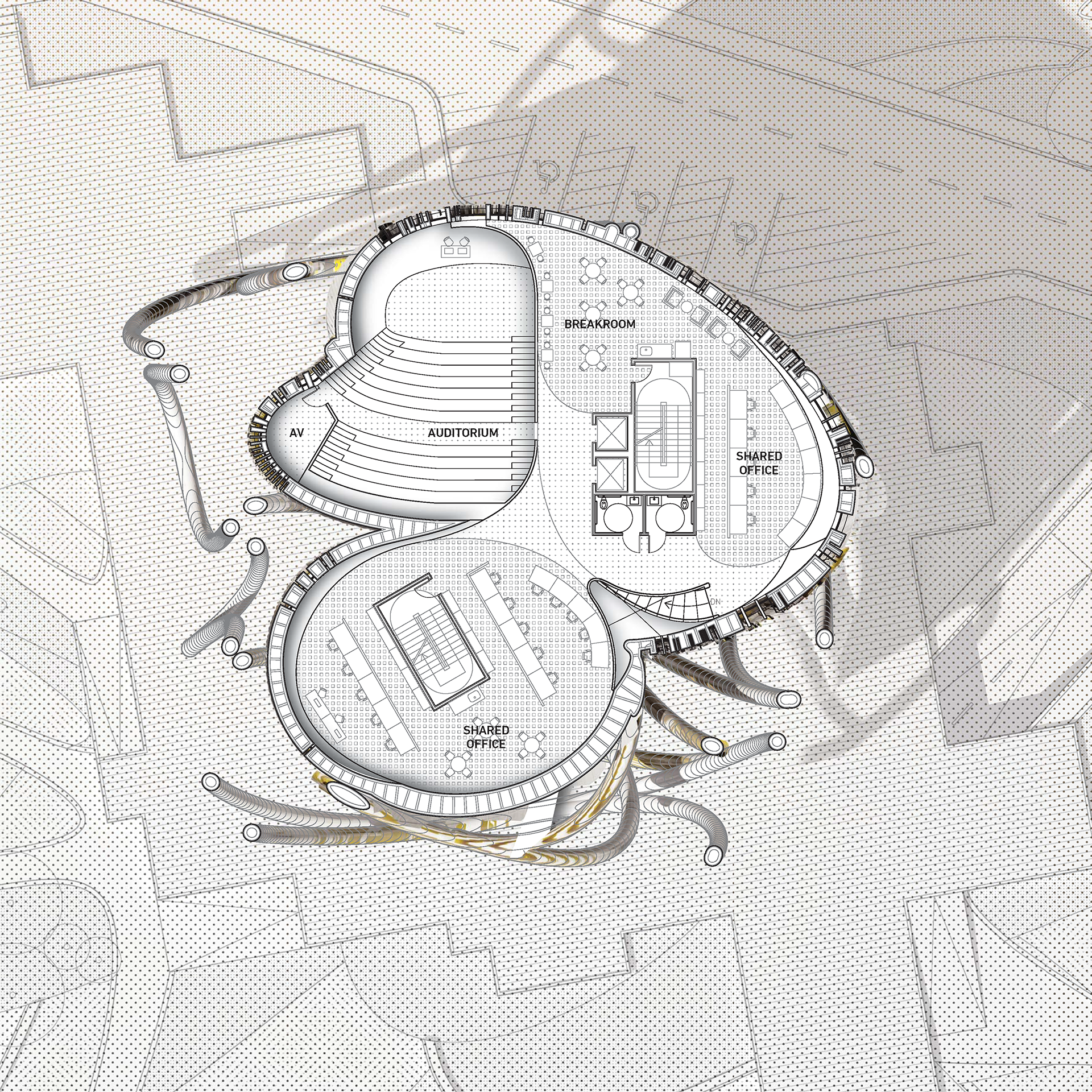 Floor plan of a spherical building