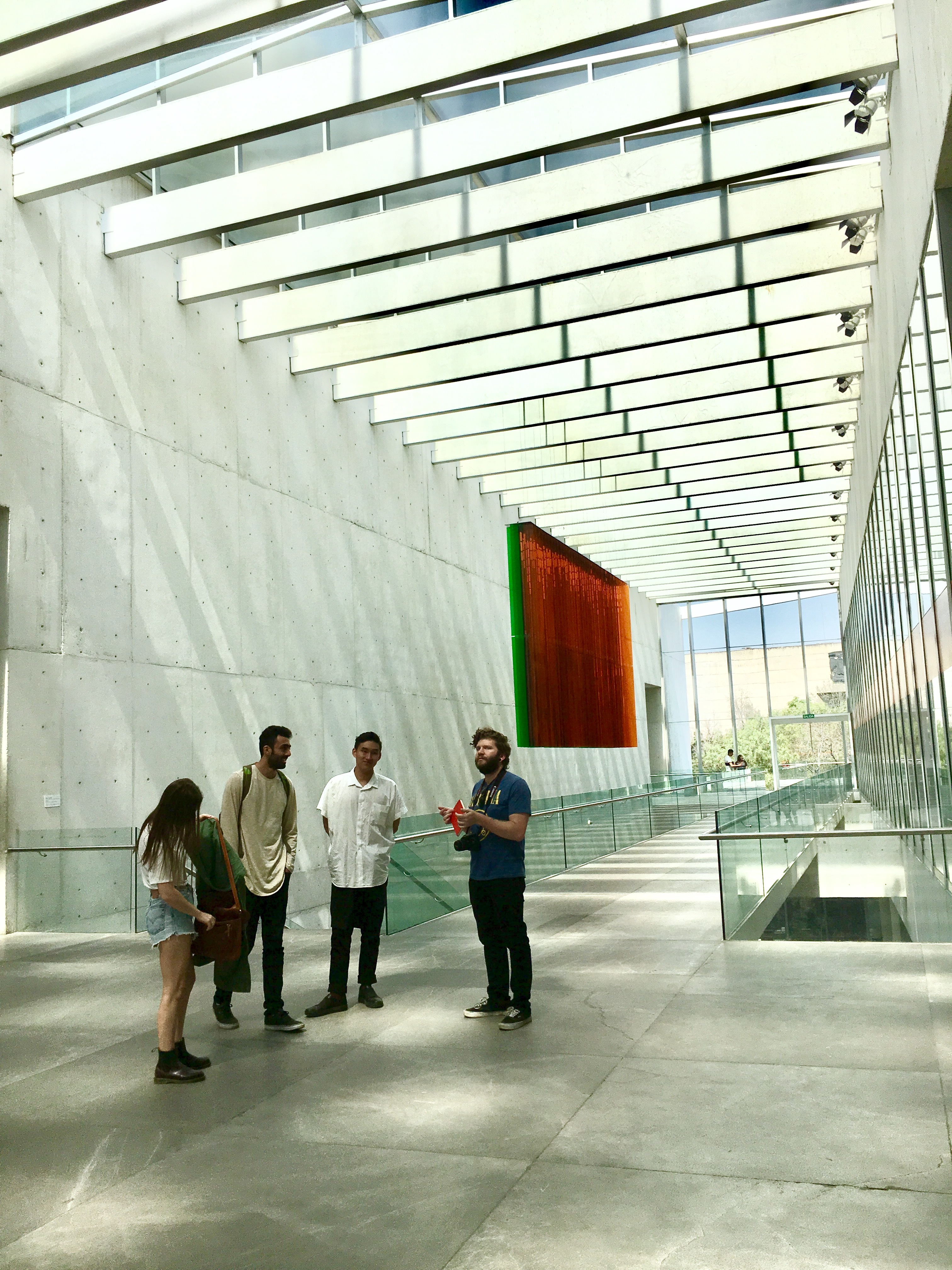 students at the exhibition visit